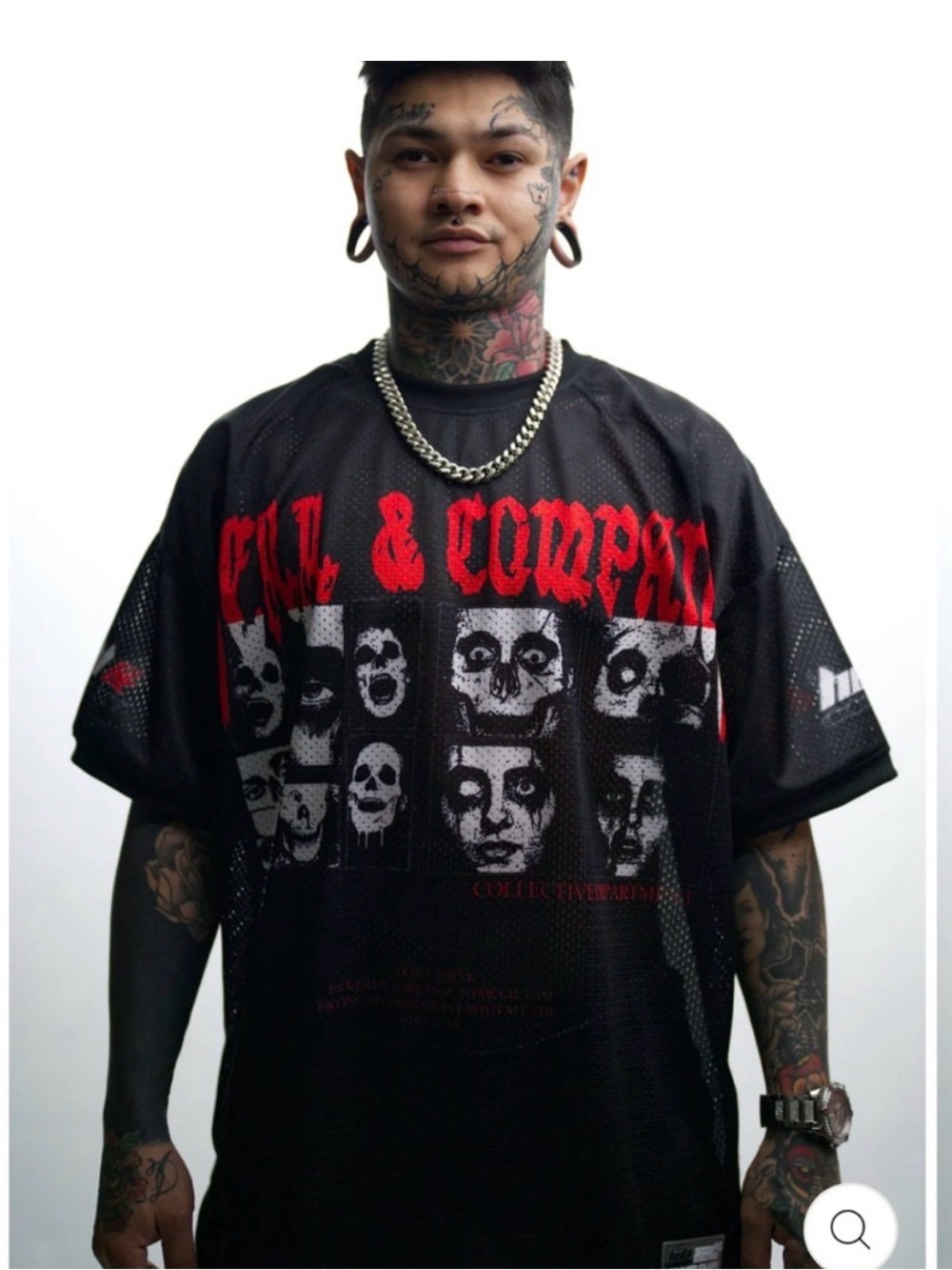 YoungLA Black Mesh Short-Sleeve Jersey with Red Eye Graphics Medium